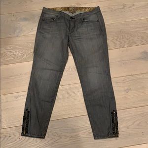 Rich and Skinny Grey Zipper Stud Jeans
